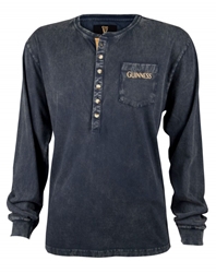 Guinness Classic Washed Black Henley Shirt 