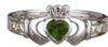 Sterling Silver Ladies Claddagh Synthetic Emerald & CZ Shoulders Ladies