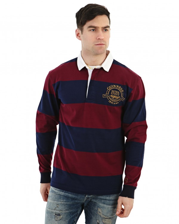 - Guinness Wine and Navy Striped Rugby Jersey #JIG2013