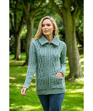 100% Merino Wool Ladies Zip Cardigan - 1506 
